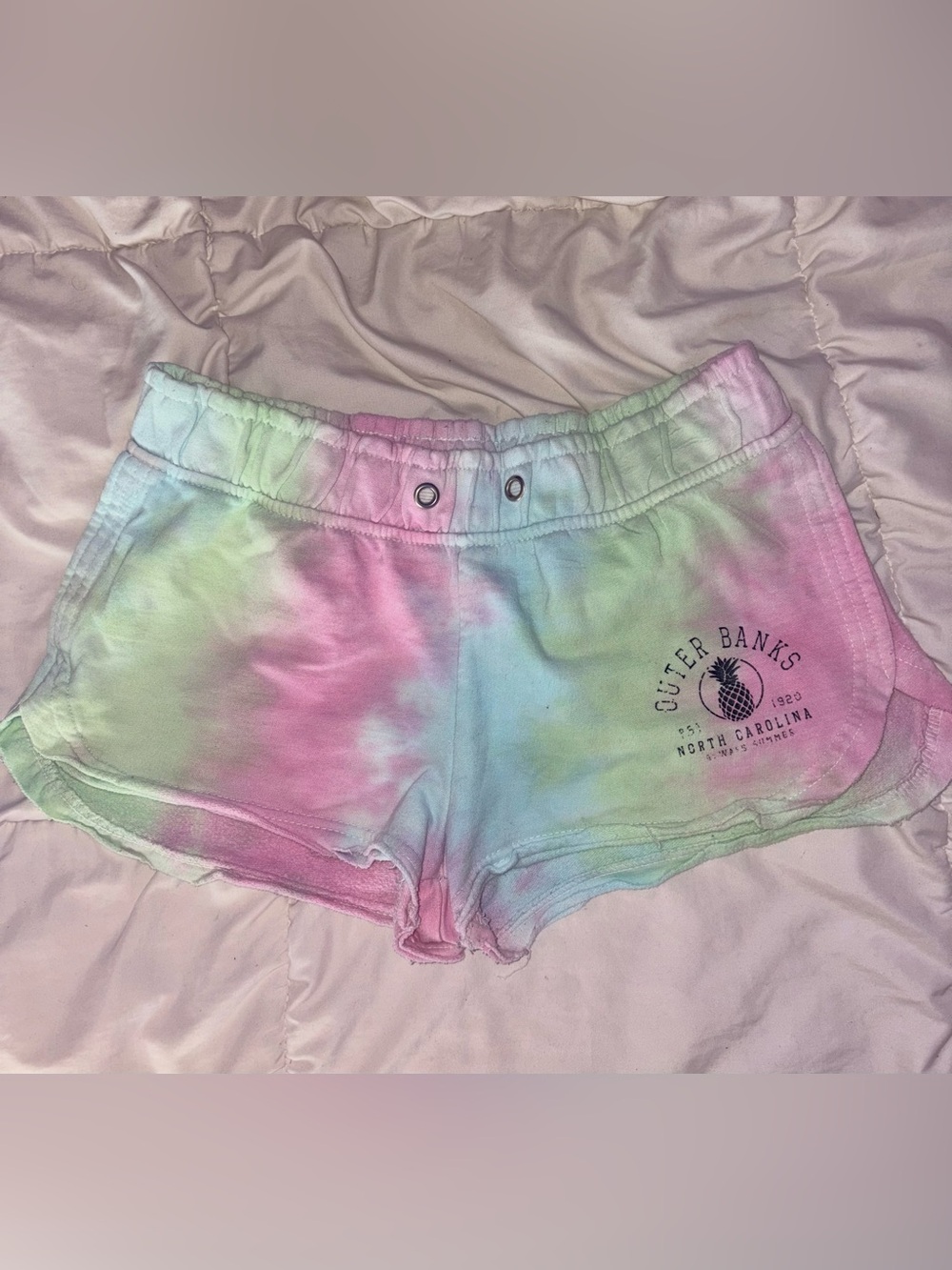 Pastel tie-dye lounge shorts
